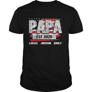 Papa Est 2020 Lucas Johnson Emily American Flag Independence Day Shirt